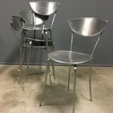 Set of 4 arper aluminium dining chairs. 1990's