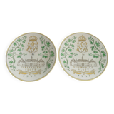 Swedish Grace Plates with Ulriksdal Palace in Yellow and Green by Gefle 1951