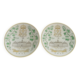 Assiettes Swedish Grace avec le palais d'Ulriksdal en jaune et vert par Gefle 1951