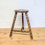Turned wooden tripod stool