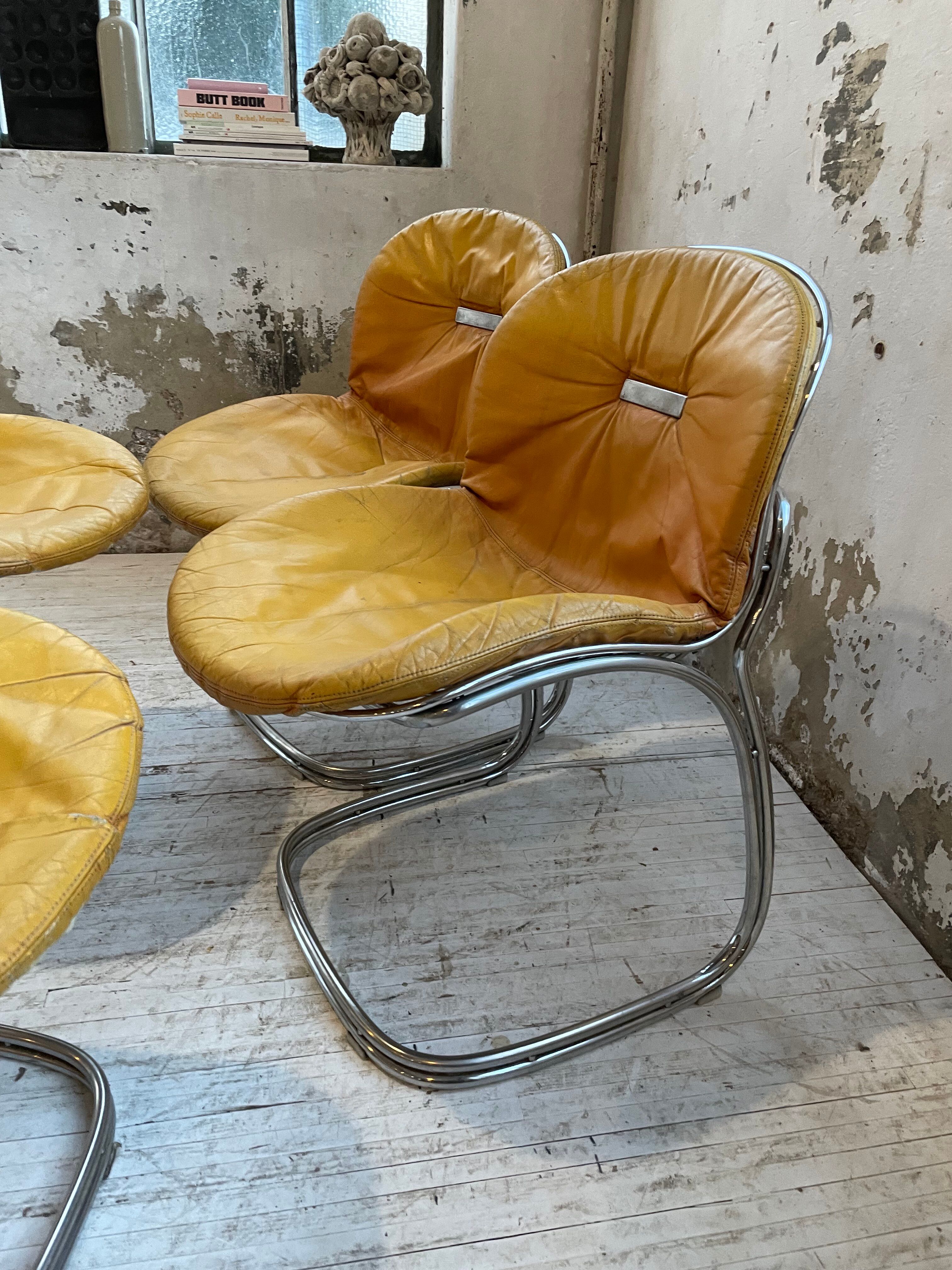 4 chairs Rinaldi "Sabrina" yellow leather