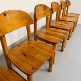 Set of 6 solid pine chairs, Scandinavian design, Reiner Daumiller