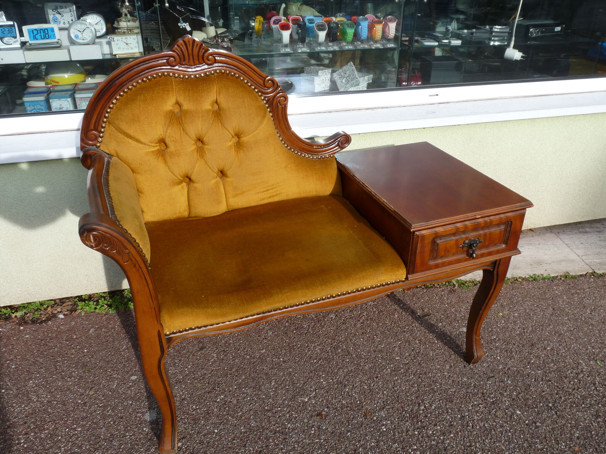 Old furniture phone with seating