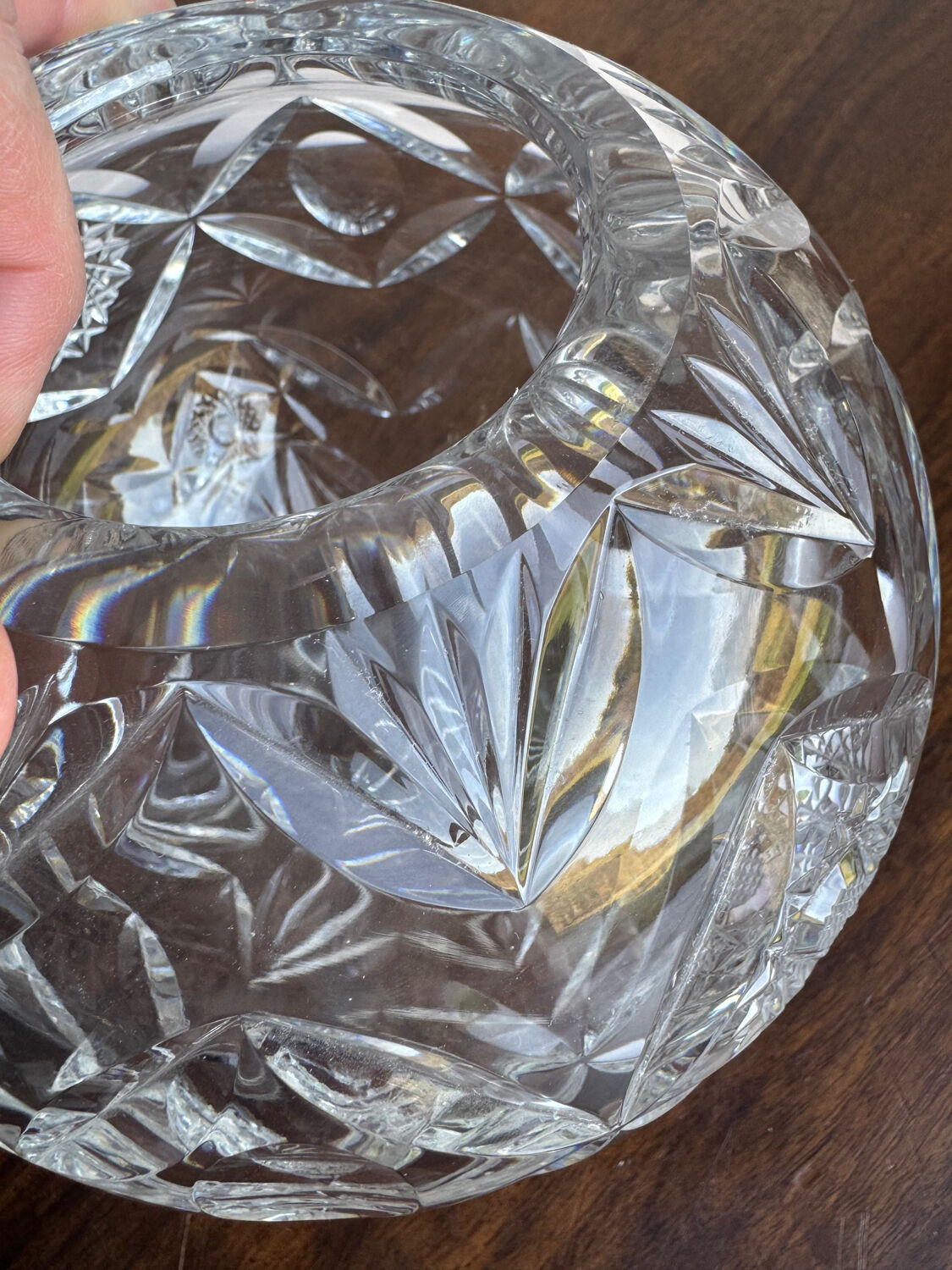 Cut crystal round vase – circa 1950