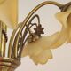 Vintage 5-light chandelier in metal with a bronze effect and flower-shaped lampshades, France.