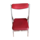 Folding chair in chromed metal and Red leatherette/vintage years 60-70