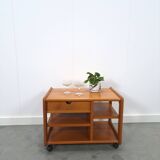 Deense teak audio trolley met lade vintage tv meubel