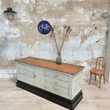 Bank counter furniture in patinated wood, circa 1900