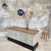 Bank counter furniture in patinated wood, circa 1900