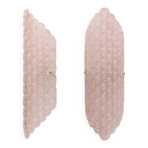 Pair of Pink Murano Glass Wall Sconces with Textured Relief