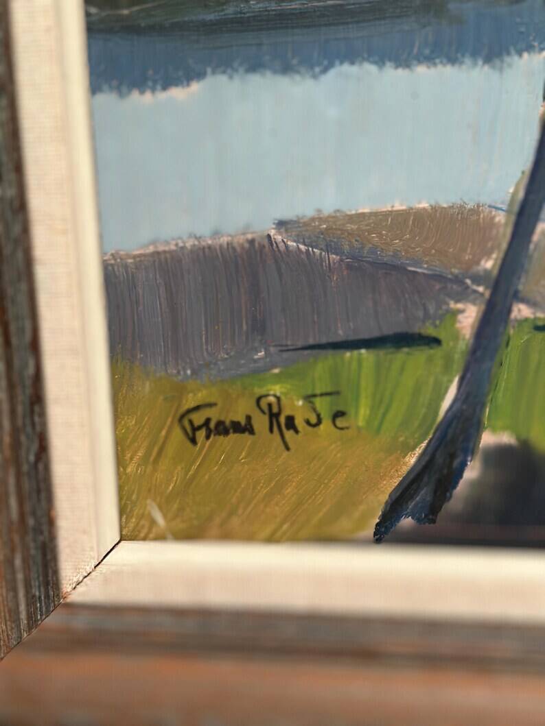 Original Swedish Oil on Panel - "Natural Landscape" by Frans Rase (1913-1994) - Signed - Vintage & Framed - 56 × 48 cm (22" × 18.9")