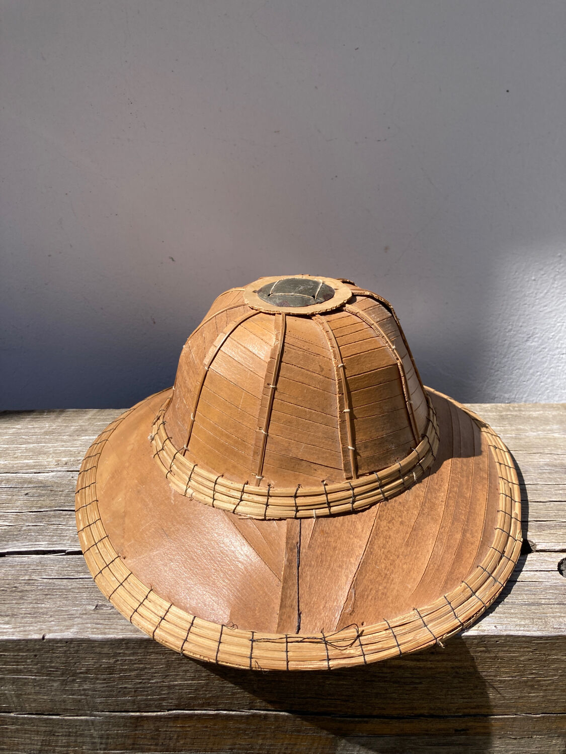 Colonial bamboo hat 70s wall decoration