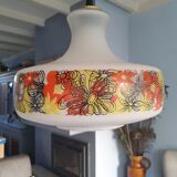 Retro flowerprinted pendant light, '70s