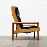 Mid-Century lounge chair model Bonanza with a high back in leather by Esko Pajamies for Asko, Finland, 1960s.