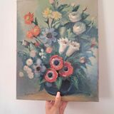 Tableau peinture nature morte fleurs