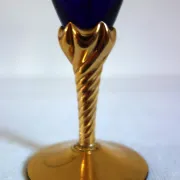 12 cobalt blue and gold Murano glass flutes, mid-20th century.