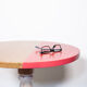 Bistro-style round table in rose solid oak and natural wood