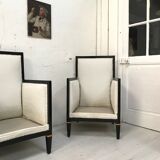 Paire de fauteuils en bois noirci