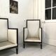 Pair of blackened wood armchairs