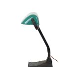 Art Deco Desk Lamp Notary Lamp Erpe Model 52 Wrought Iron Green Enamel Shade