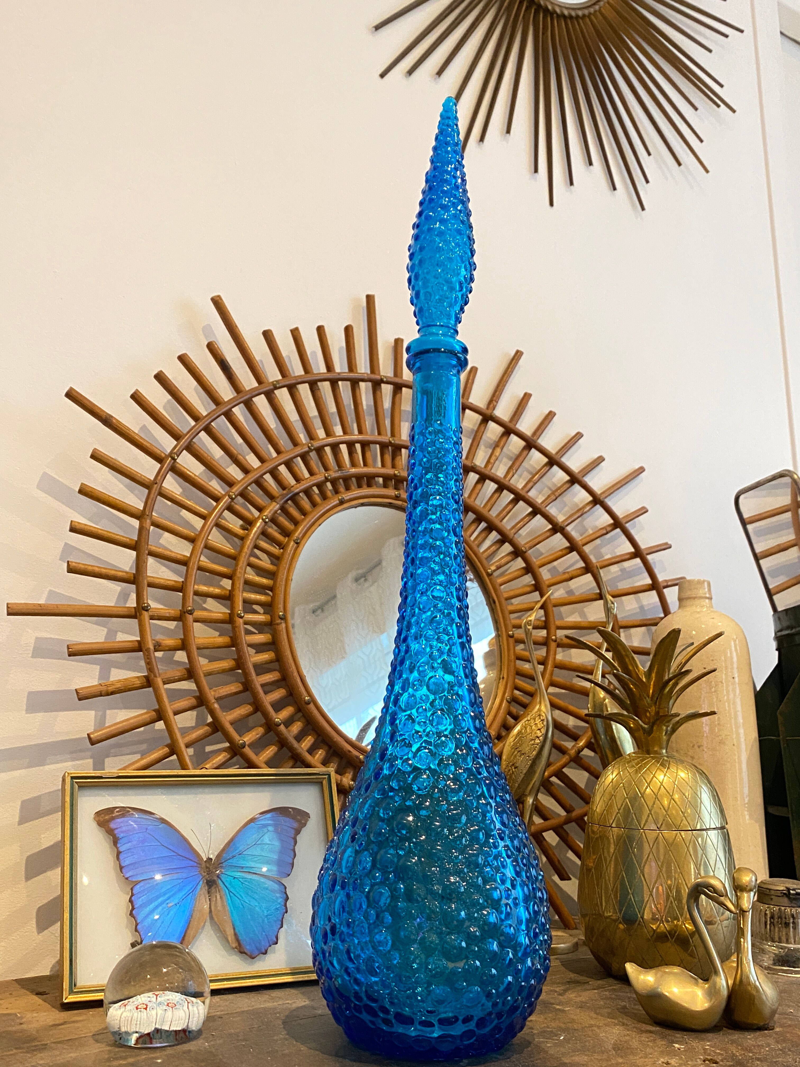 Turquoise blue Empoli decanter