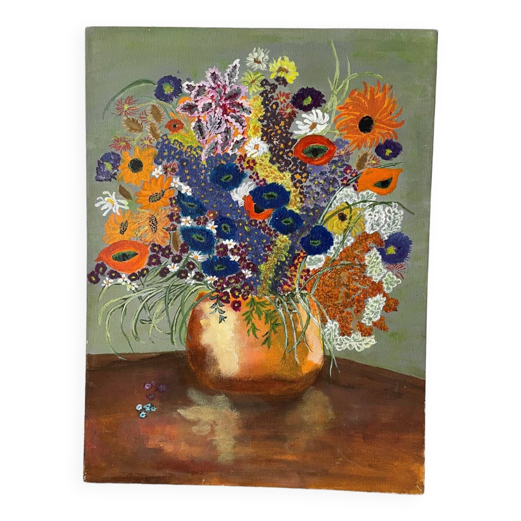 Old painting bouquet of flowers