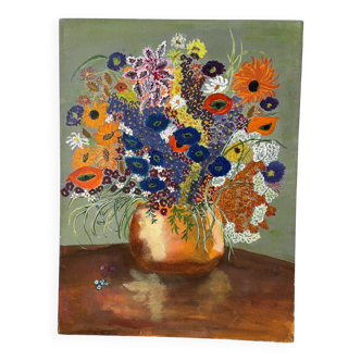 Old painting bouquet of flowers