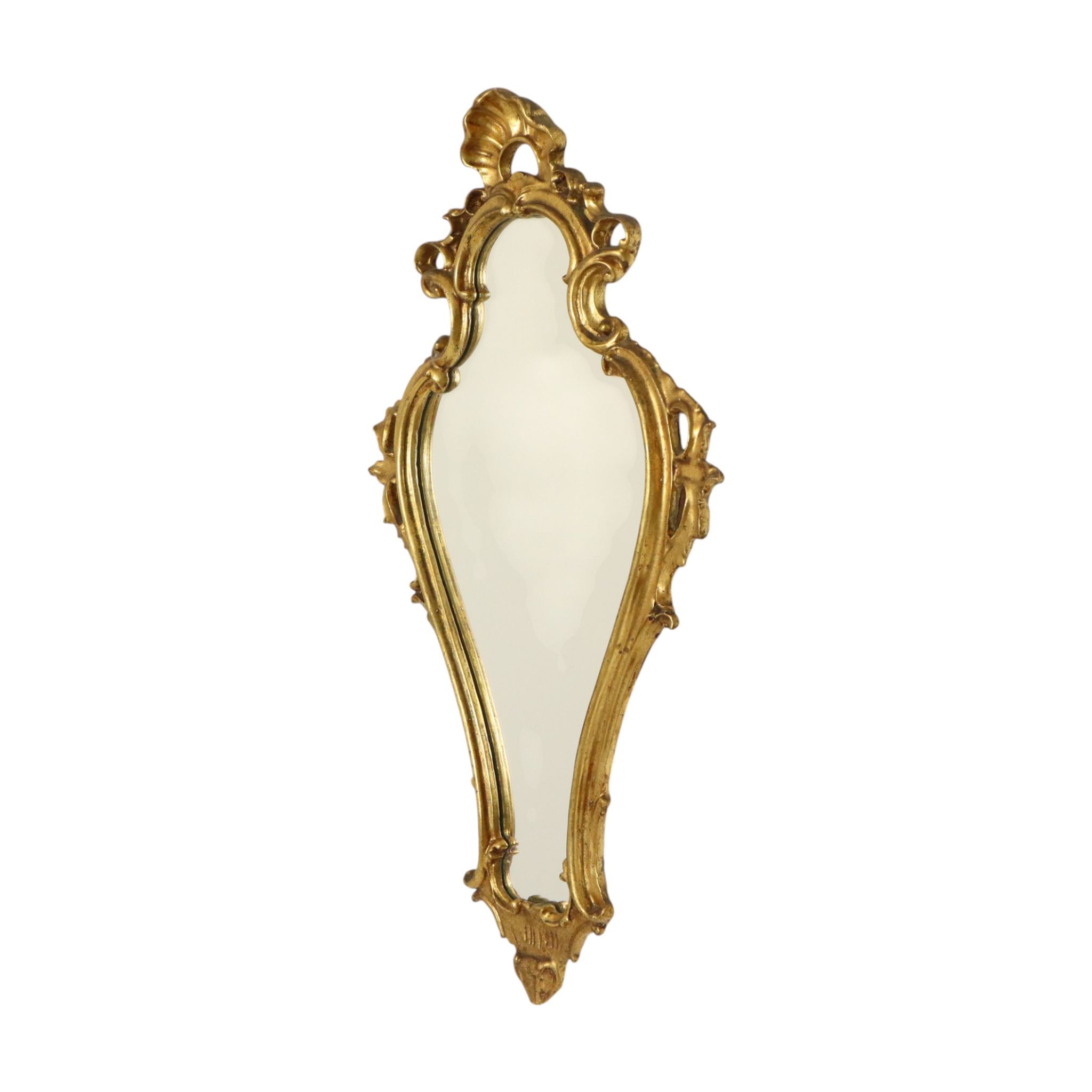 Miroir classique étroit à crête doré à la feuille d'or de style baroque 72 cm
