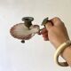 Scallop shell and lion paws candle holder