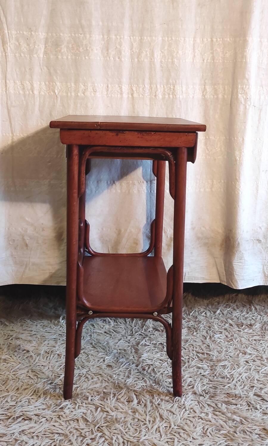 Curved solid wood side table - early 20th century