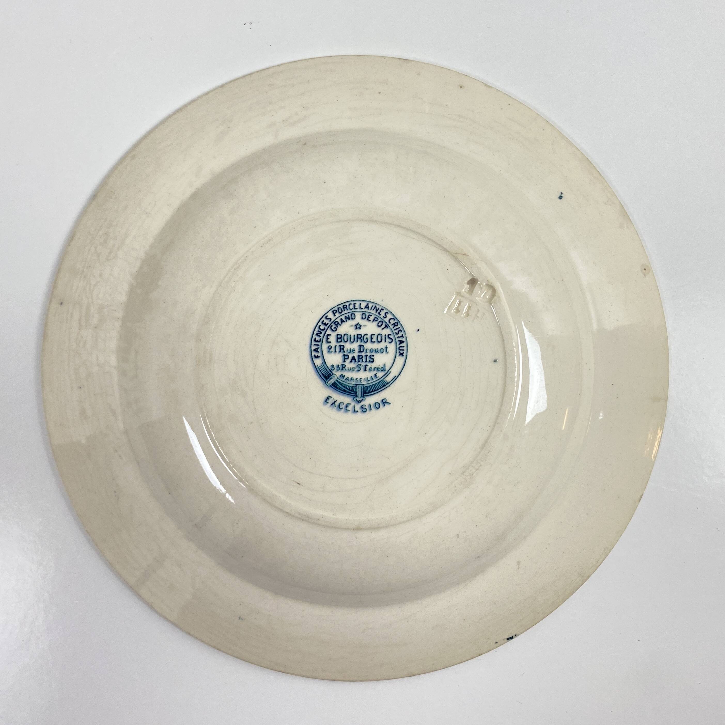 Lot of Plate, Platter, Ramier and Soup Tureen, Iron Earth, "Excelsior" service, E. Bourgeois, late 19th century