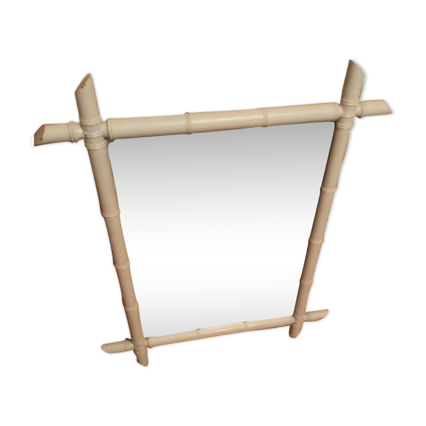 Bamboo mirror painted in grey 60x76cm