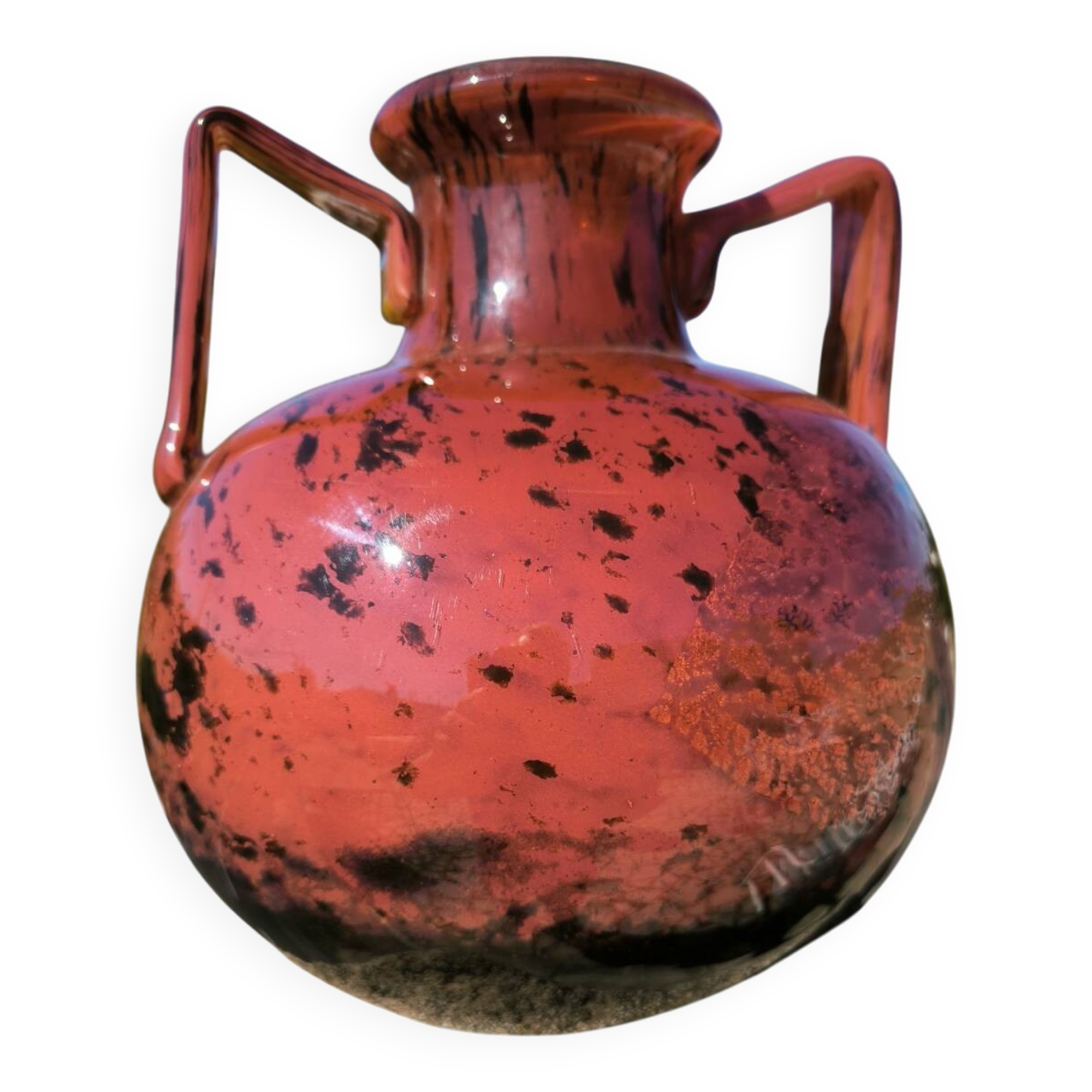 Glass paste vase with gold inclusion Daum 1930