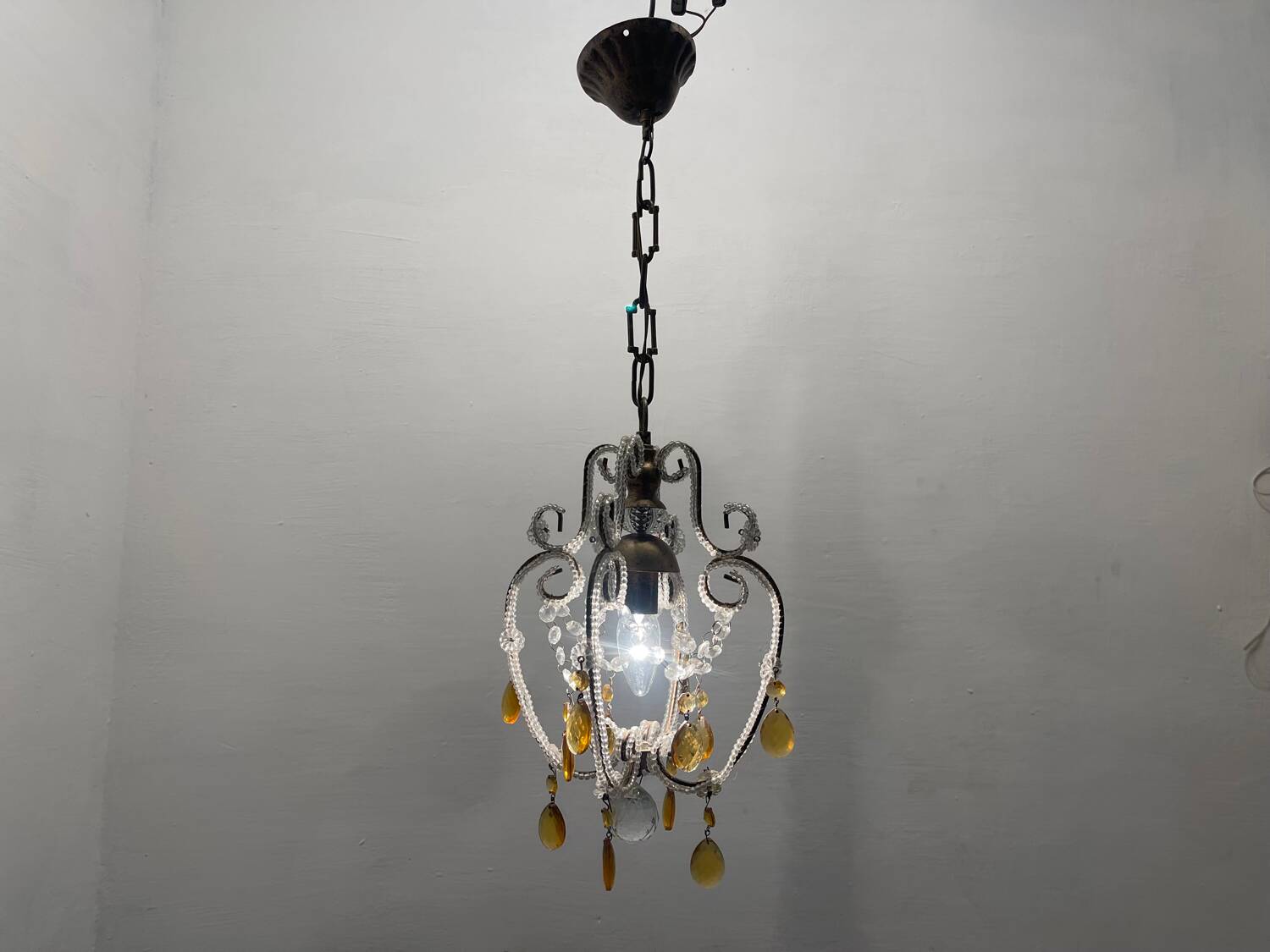 Glass Beaded Petit Crystal Chandeliers Set of 2