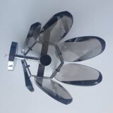 Pair of vintage Italian chrome wall sconces with smoked glass