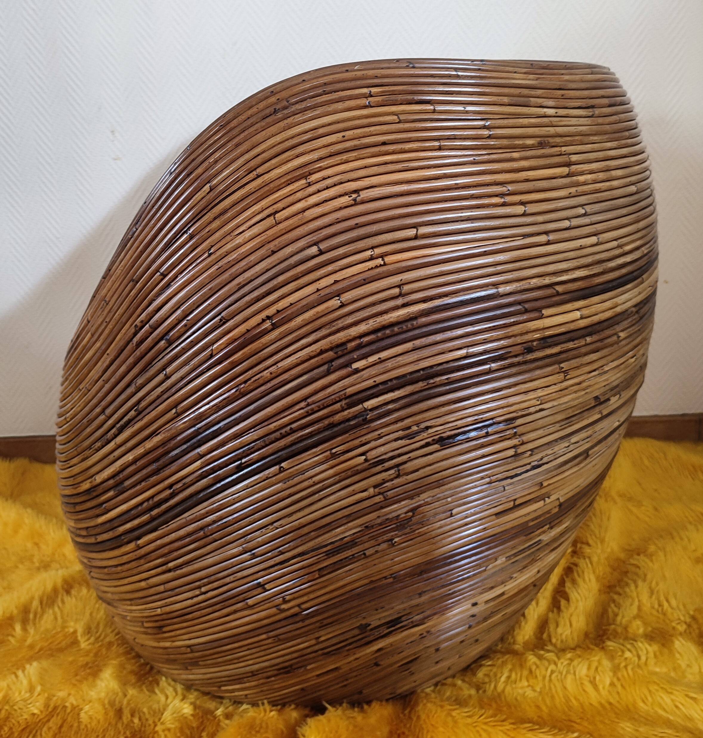Vintage bohemian rattan armchair