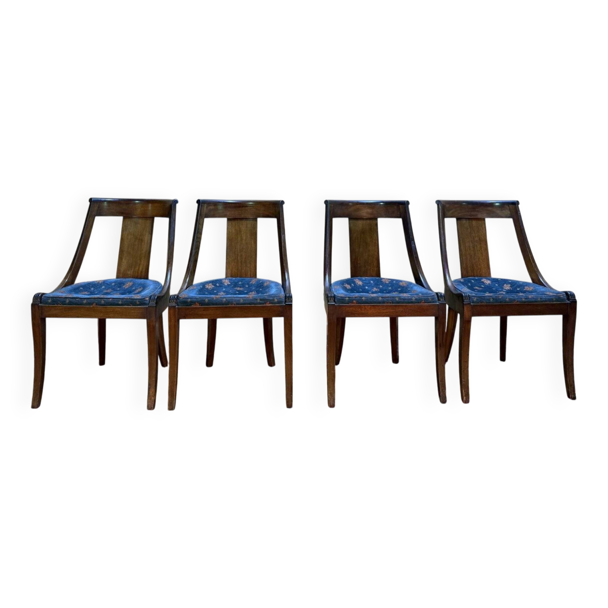 Set of 4 "Gondole" chairs in Empire style made of mahogany.