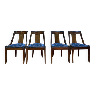 Set of 4 "Gondole" chairs in Empire style made of mahogany.