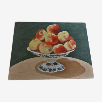 Painting oil on panel still life apples