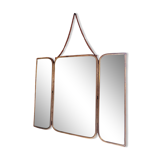 Solid brass triptych barber mirror