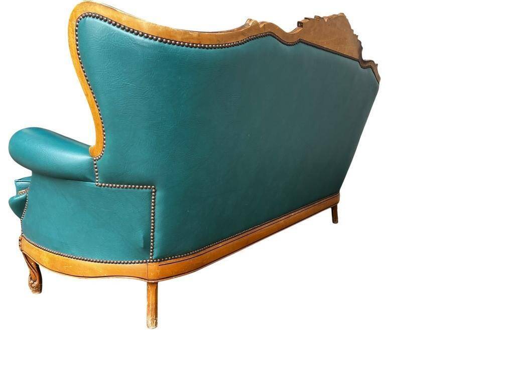 Vintage turquoise baroque armchair / sofa / couch