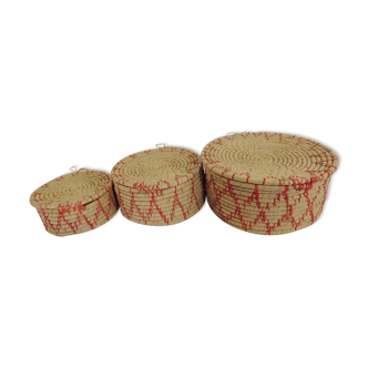 Set de trois panier africain en raphia