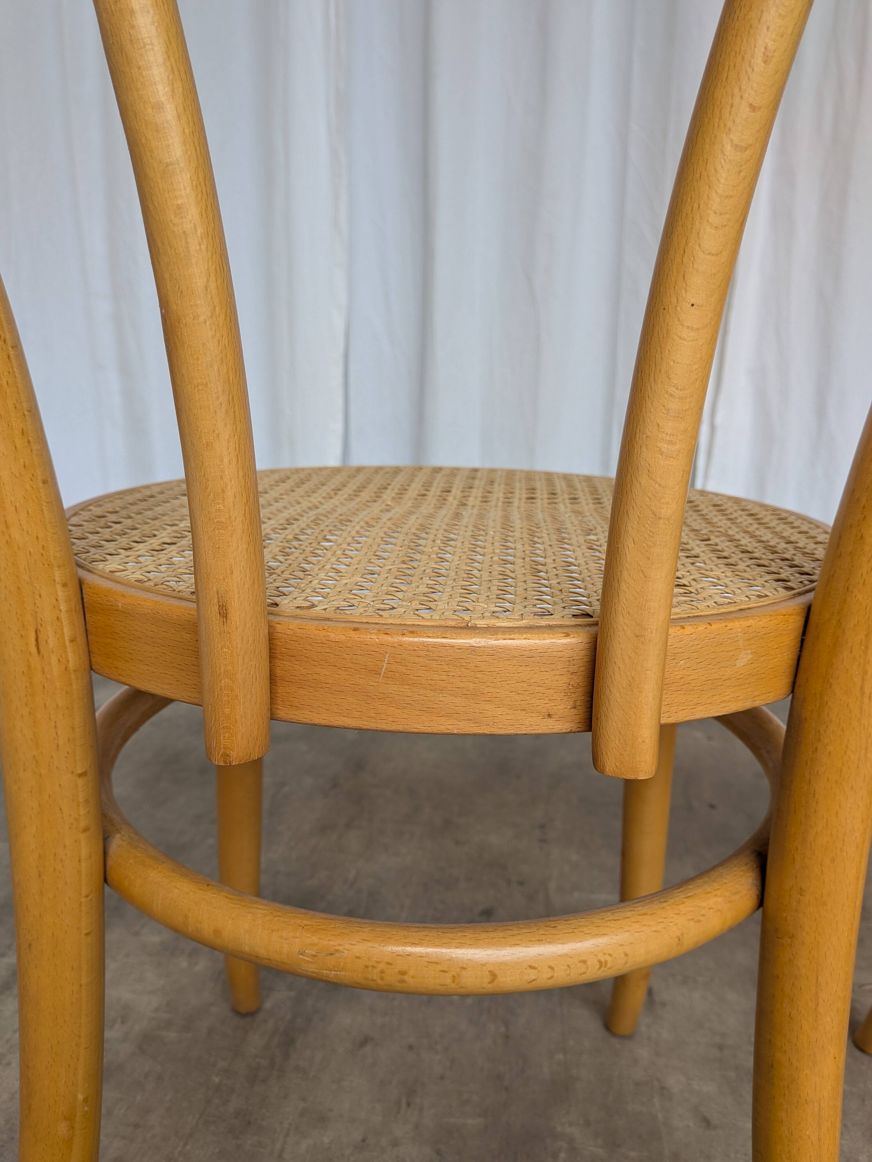 Set of 2 Thonet Style Bentwood Chairs with Cane Seat / Mid-Century Dining F