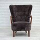 1960s, Danish armchair, reupholstered, genuine sheepskin.