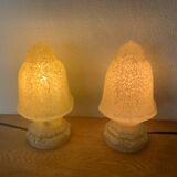 2 Lampes Art Deco Globe Verre De Clichy Jaune.