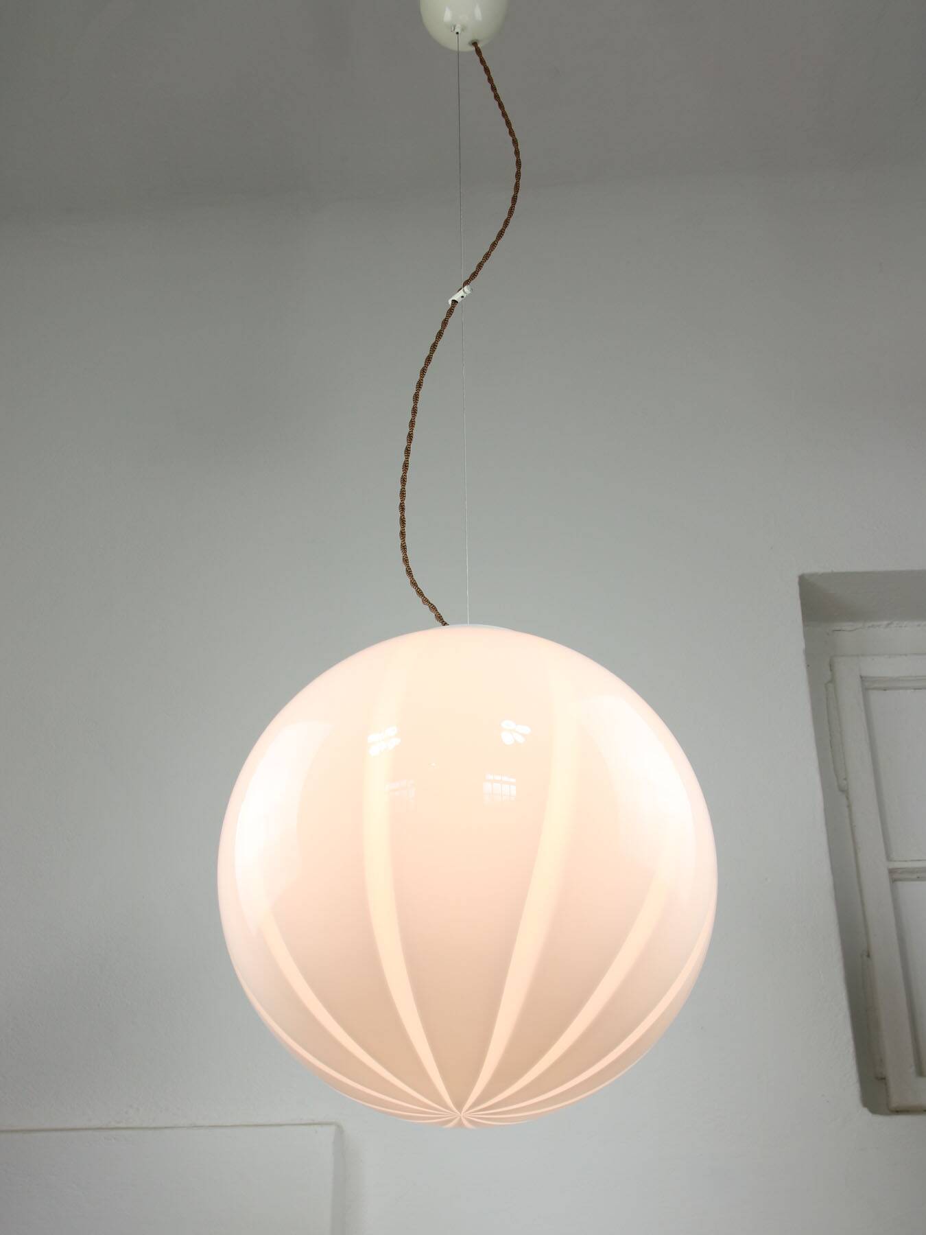 Vintage Italian Swirl Globe Pendant Lamp, 70s