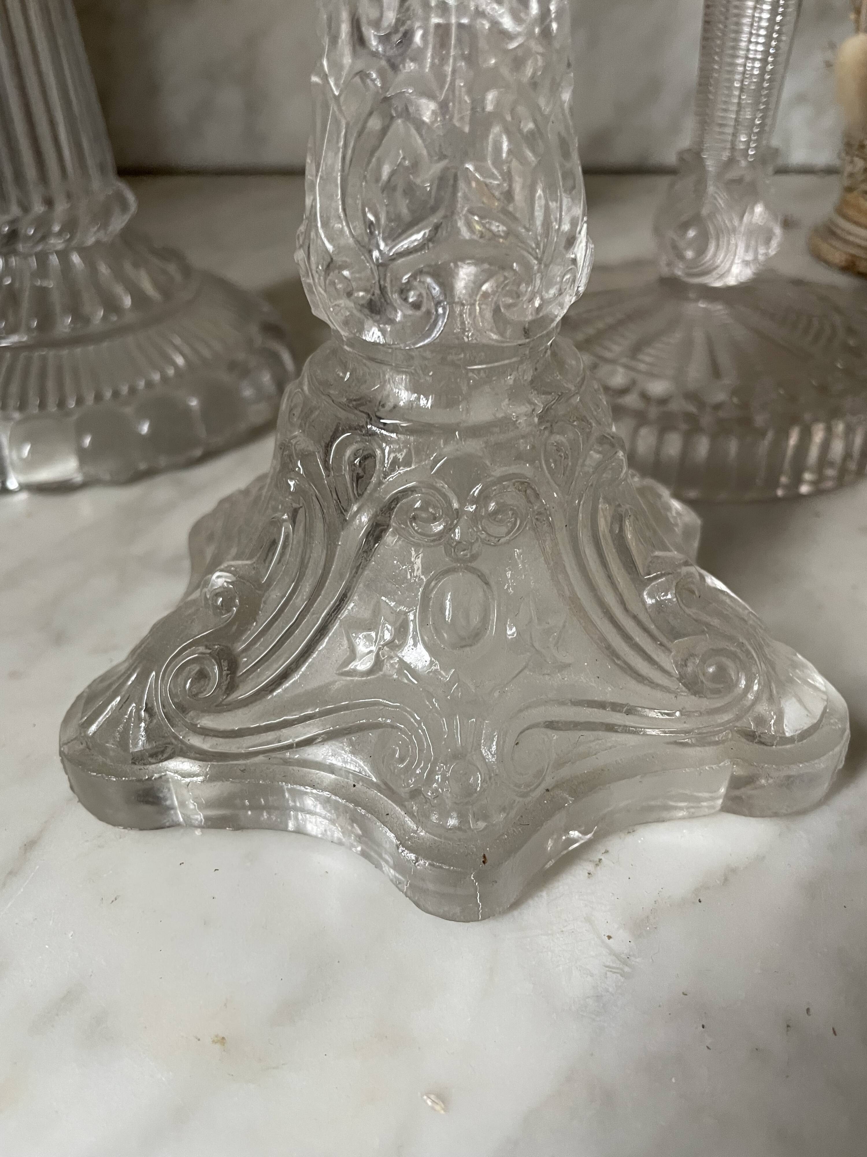 Lot of vintage glass candlesticks