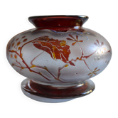 Vallerysthal petit vase art nouveau en verre doublé et émaillé