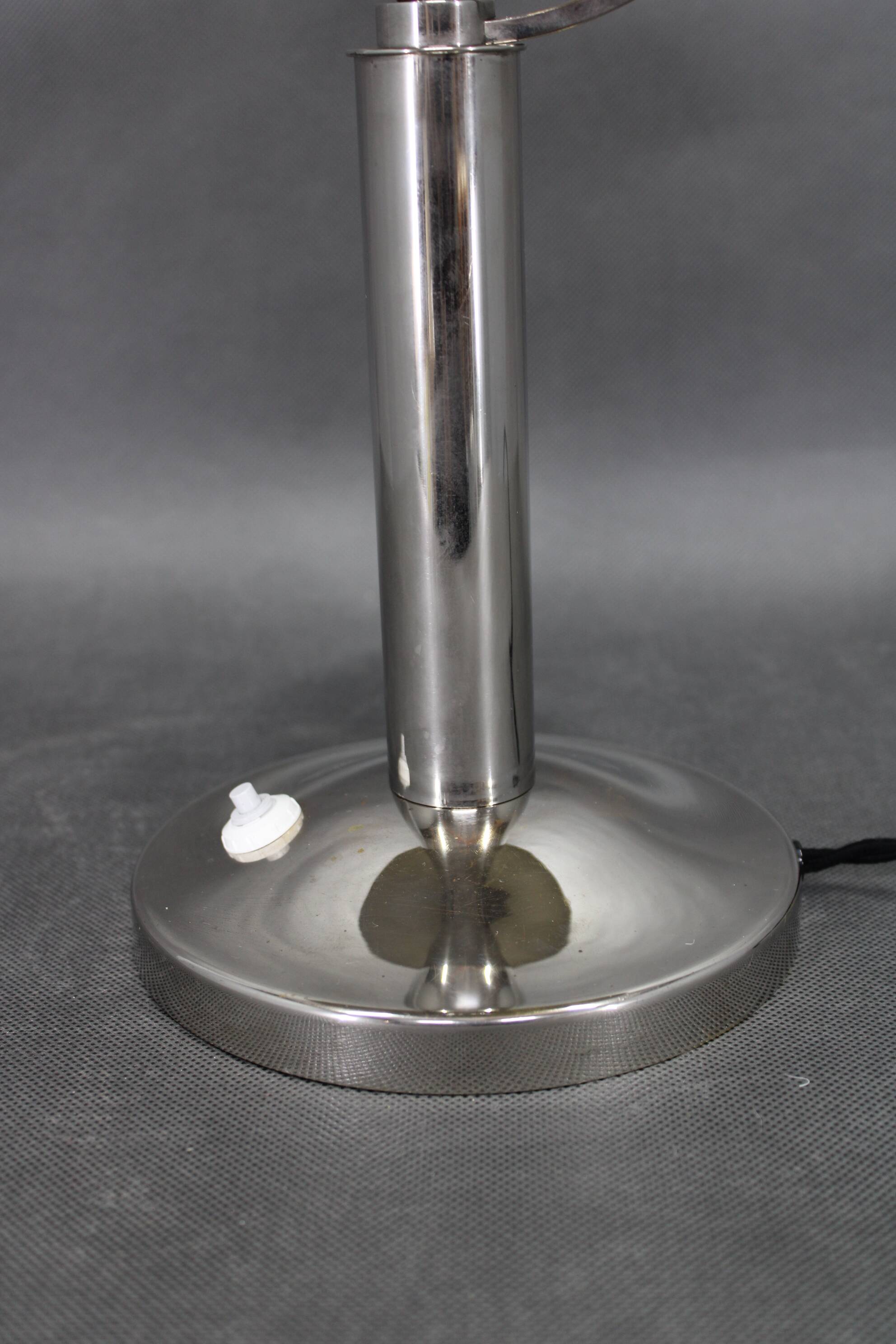 1930s Czech Art Deco nickel table lamp