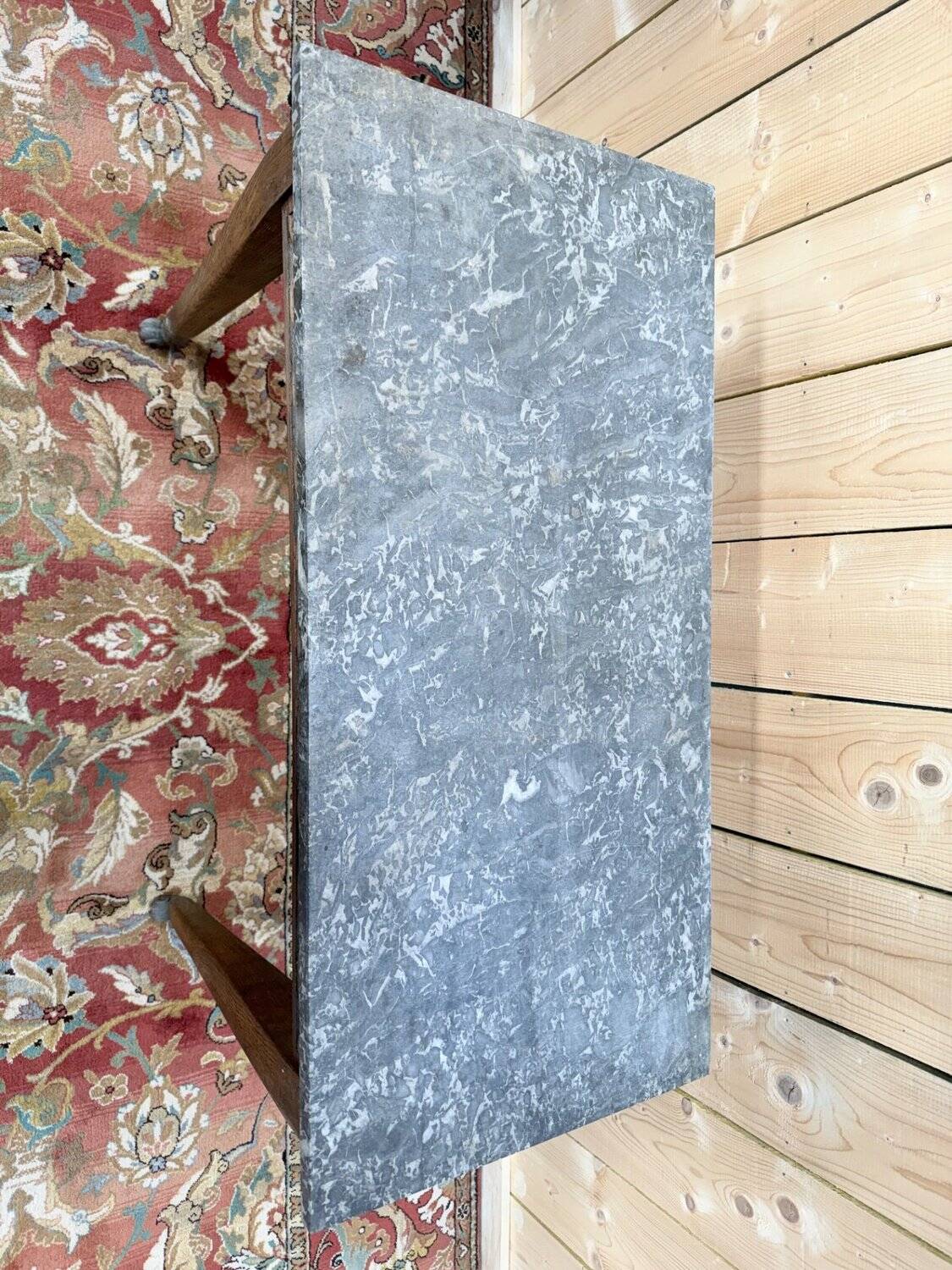 Louis XVI Style Console Table – Carved Oak & Marble Top